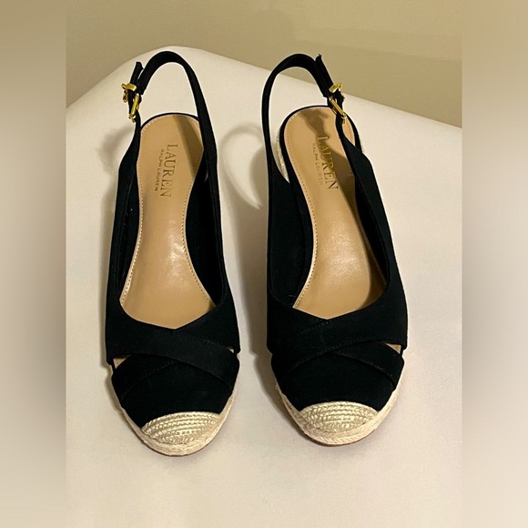 Lauren Ralph Lauren Shoes - Lauren Ralph Lauren Hadley Black Closed Toe Sling Back Espadrille Sz 8.5B NWOB
